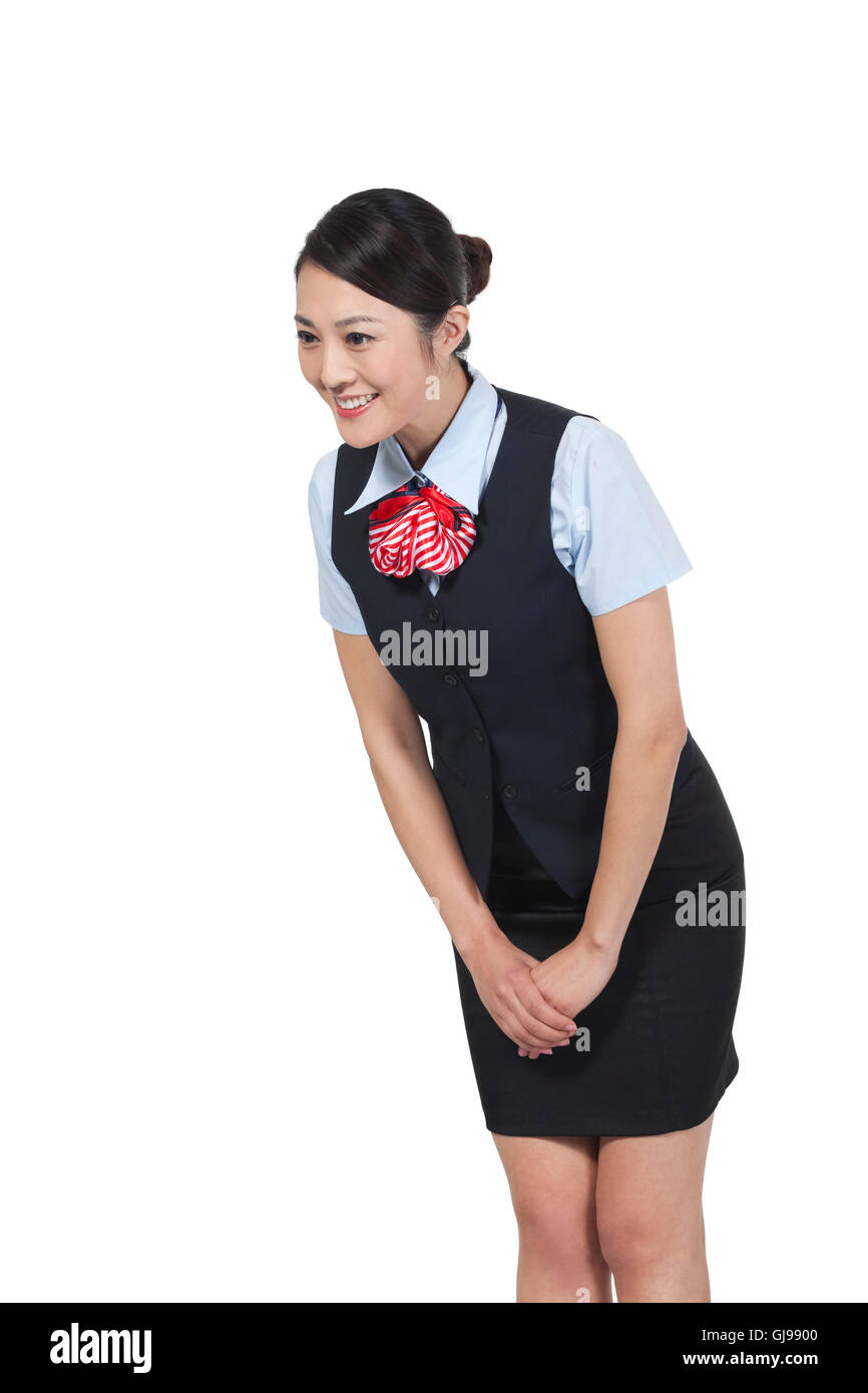 Jeune serveuse Studio shot Banque D'Images