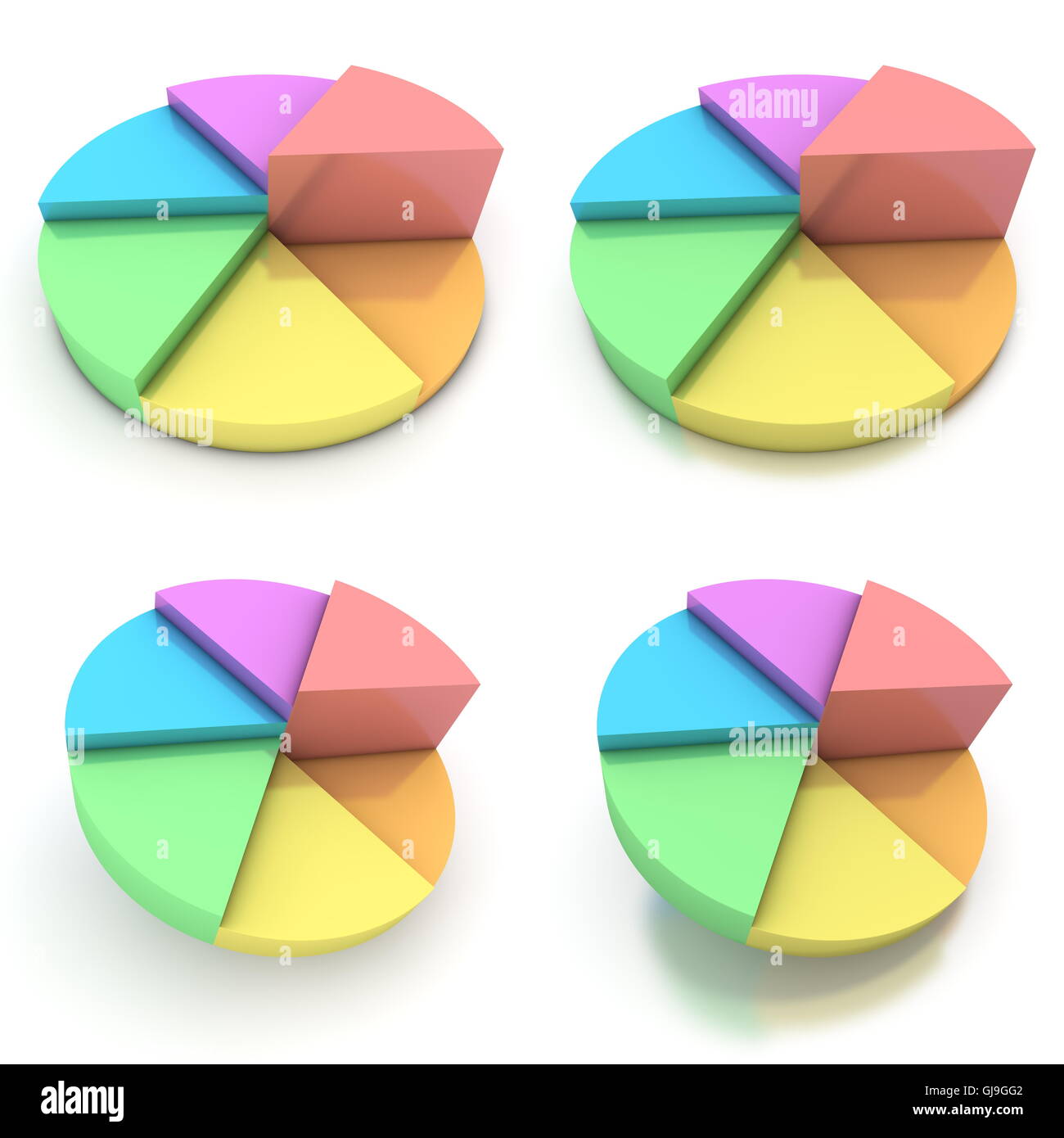 Graphique circulaire - quatre vues colorées Banque D'Images