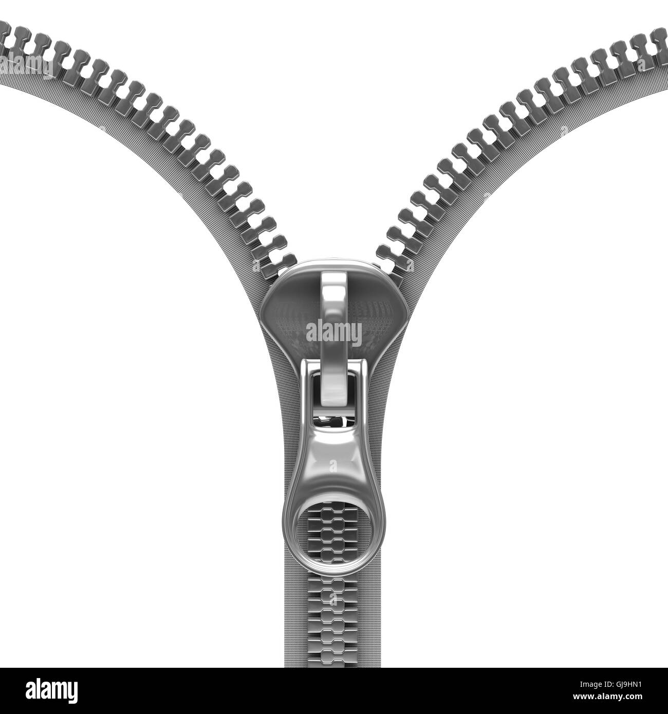 Fermeture éclair sur fond blanc. Image 3D isolés Banque D'Images