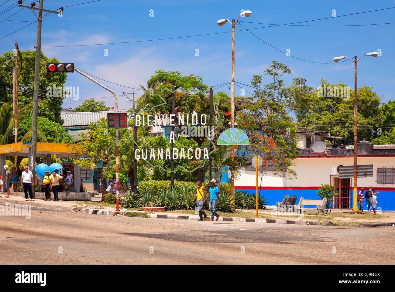 Un signe encourageant pour la municipalité de Guanabacoa, La Havane, Cuba. Banque D'Images