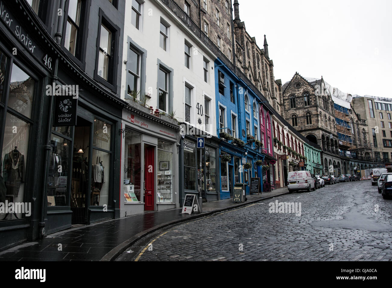 Un jour de pluie à Victoria Street, Édimbourg Banque D'Images