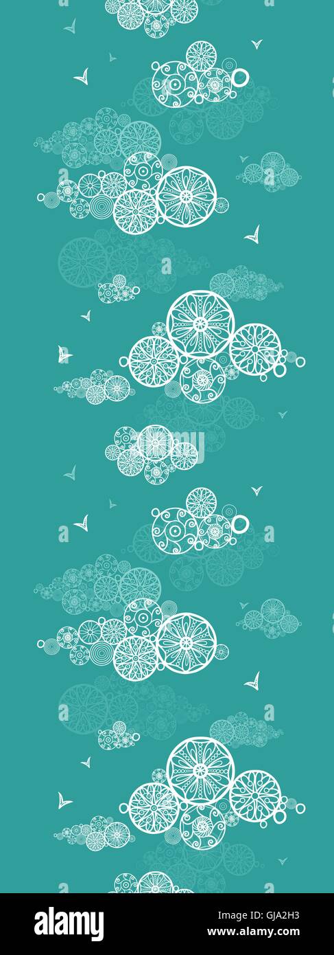 Les nuages Doodle motif transparent vertical abstract border Illustration de Vecteur