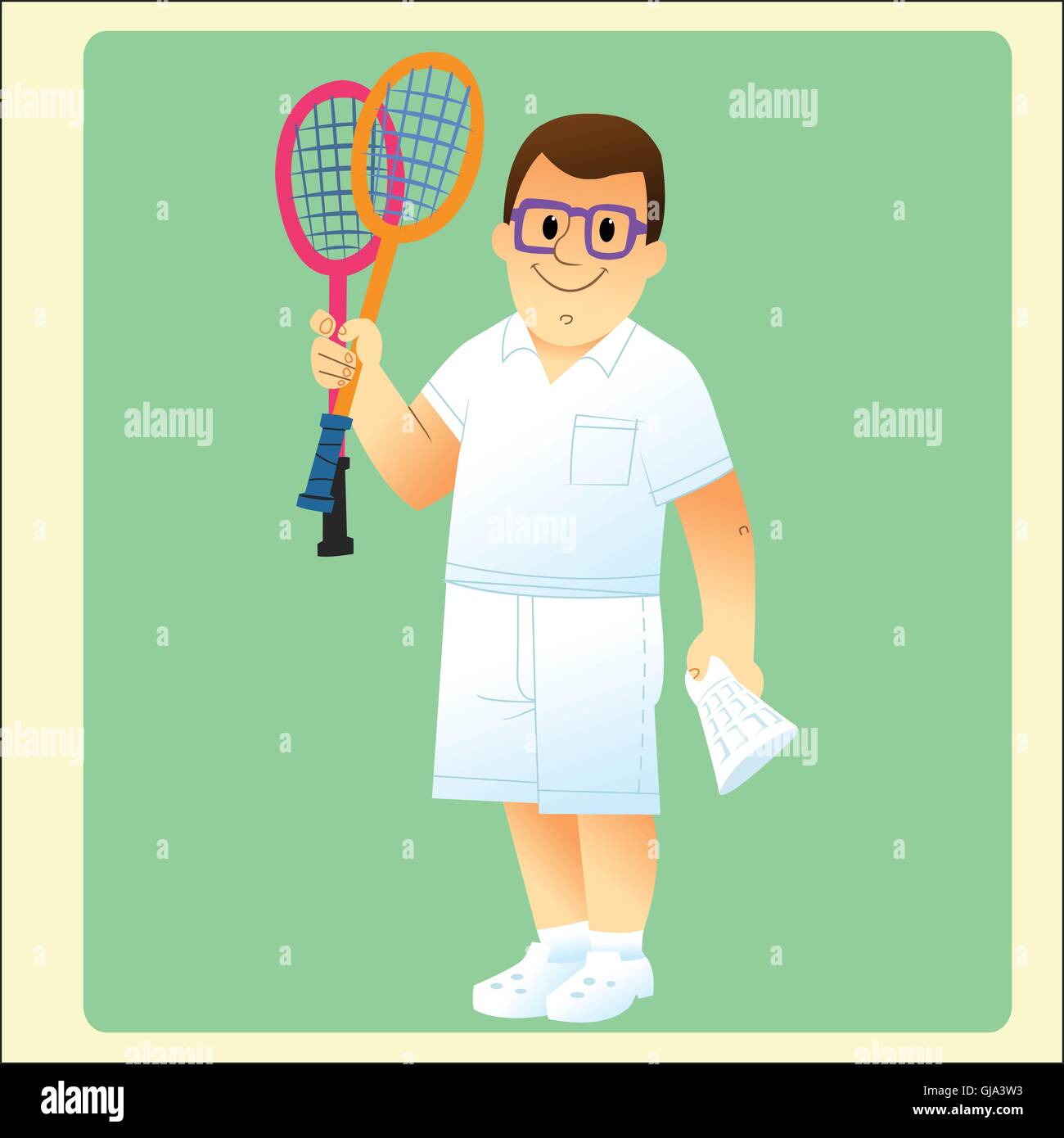 L'homme est complet l'exercice joue au badminton Illustration de Vecteur