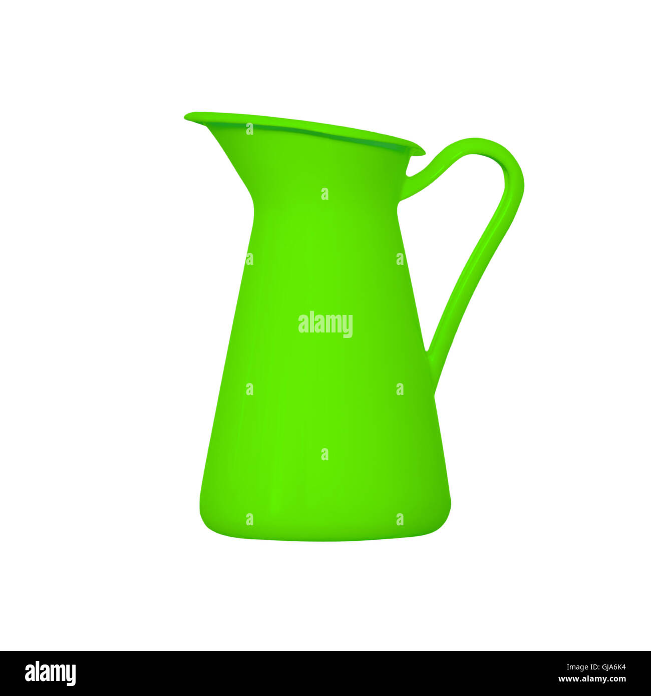 De stockage pour liquides - verseuse ewer vert sur fond blanc. Banque D'Images