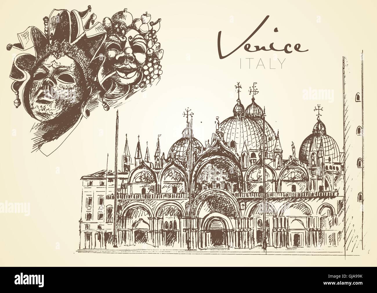 Venise à la main Illustration de Vecteur