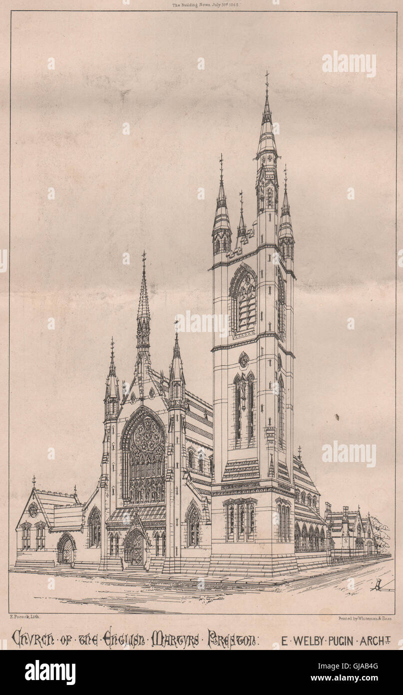 Église de l'English Martyrs, Preston ; E. Welby Pugin, Architecte, 1868 imprimer Banque D'Images