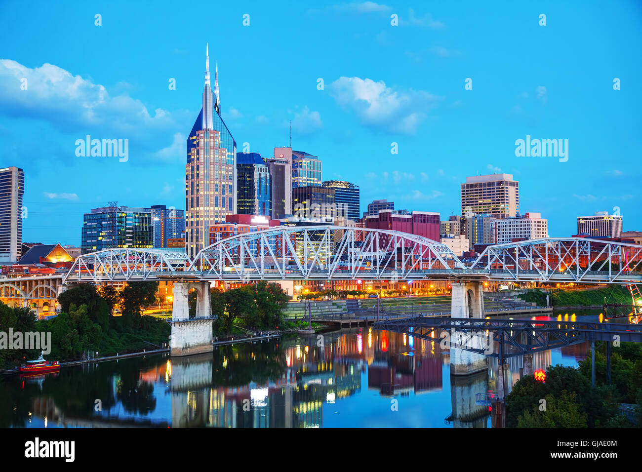 Le centre de Nashville, Tennessee cityscape at night Banque D'Images