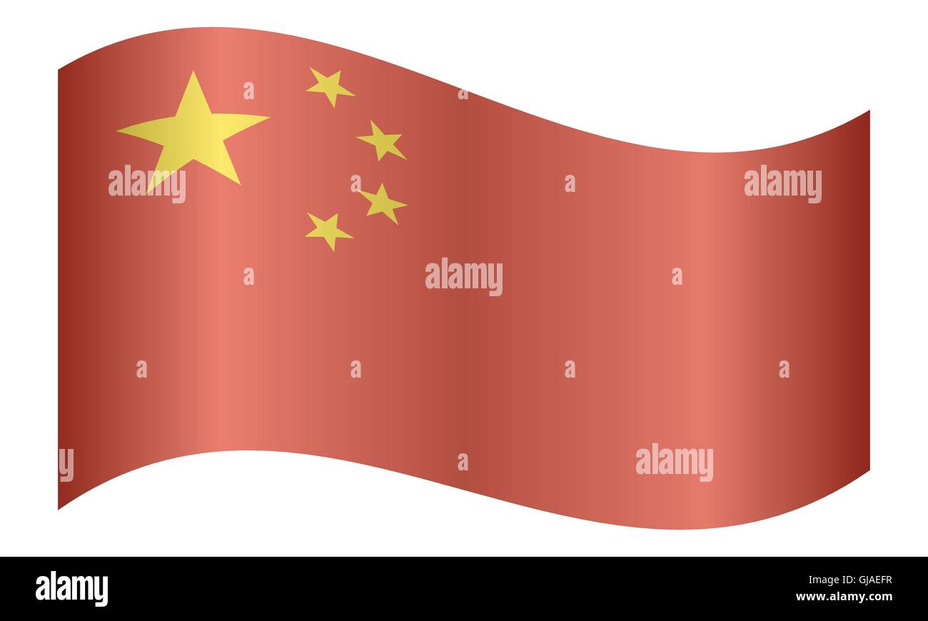 Drapeau de la Chine forme sur fond blanc. Drapeau national chinois. Illustration de Vecteur