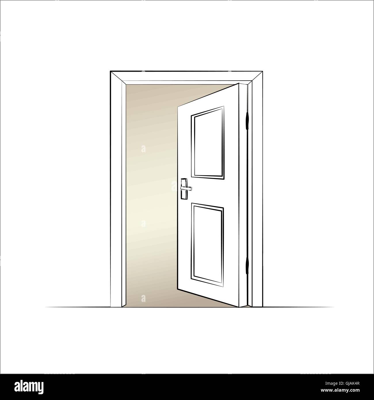 Porte ouverte. Illustration isolé d'une porte. Vector Illustration de Vecteur