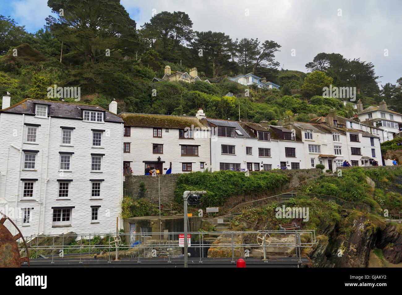 Rangées de chalets à Polperro, Cornwall Banque D'Images