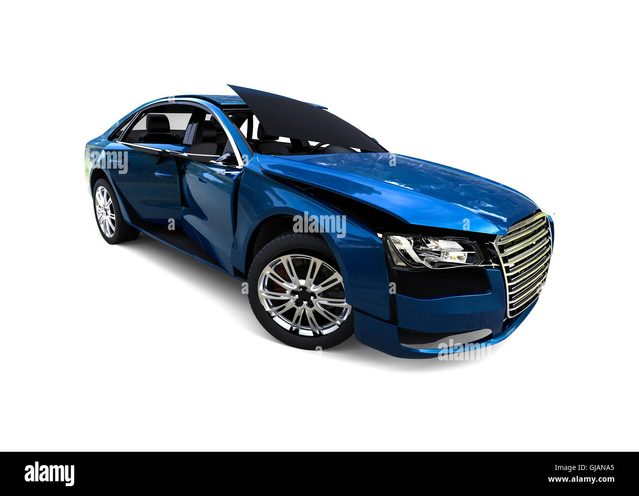 L'image de rendu 3D d'une voiture écrasée représentant un accident de voiture Banque D'Images