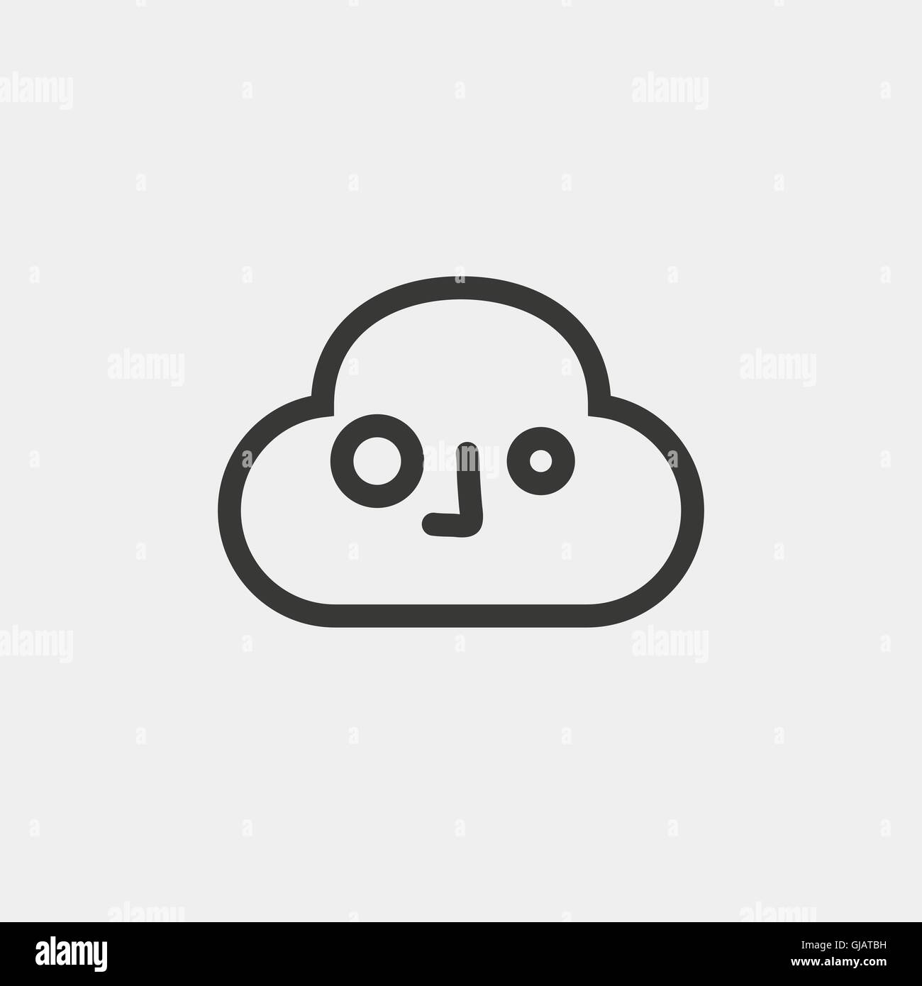 Visage choqué icône nuage brun de contours pour illustration Illustration de Vecteur