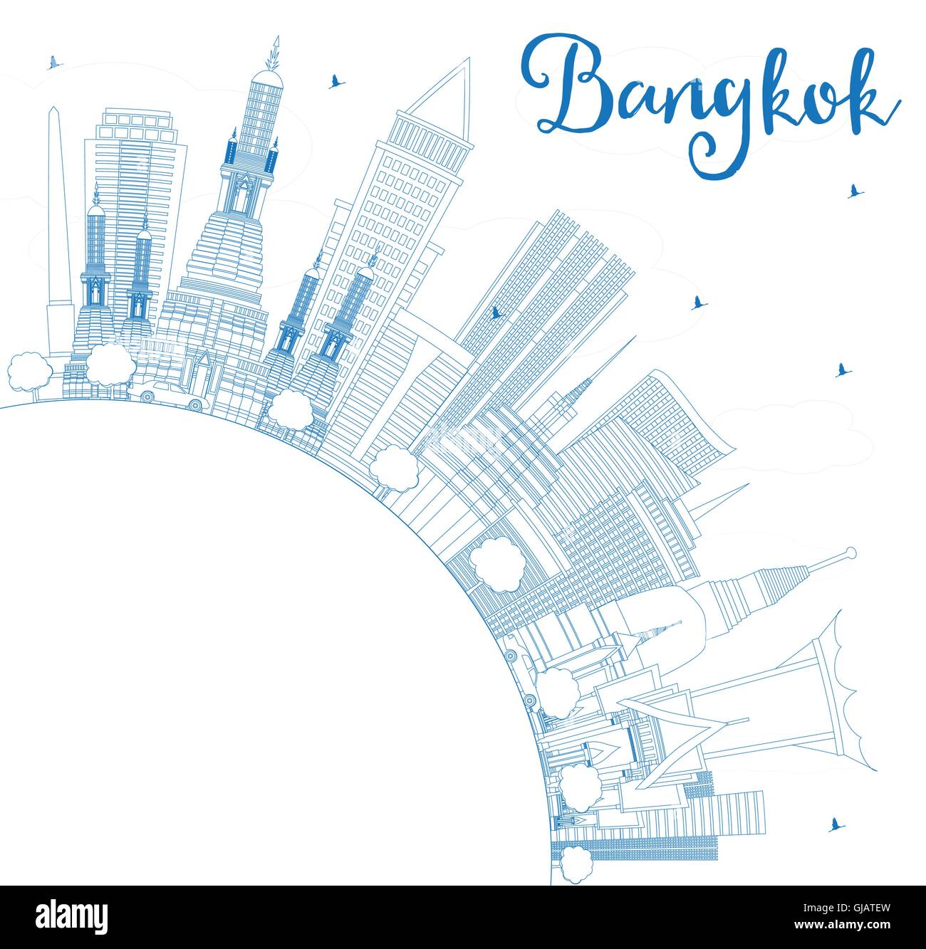 Contours Bangkok avec repère bleu et copiez l'espace. Vector Illustration. Les voyages d'affaires et tourisme Concept Illustration de Vecteur