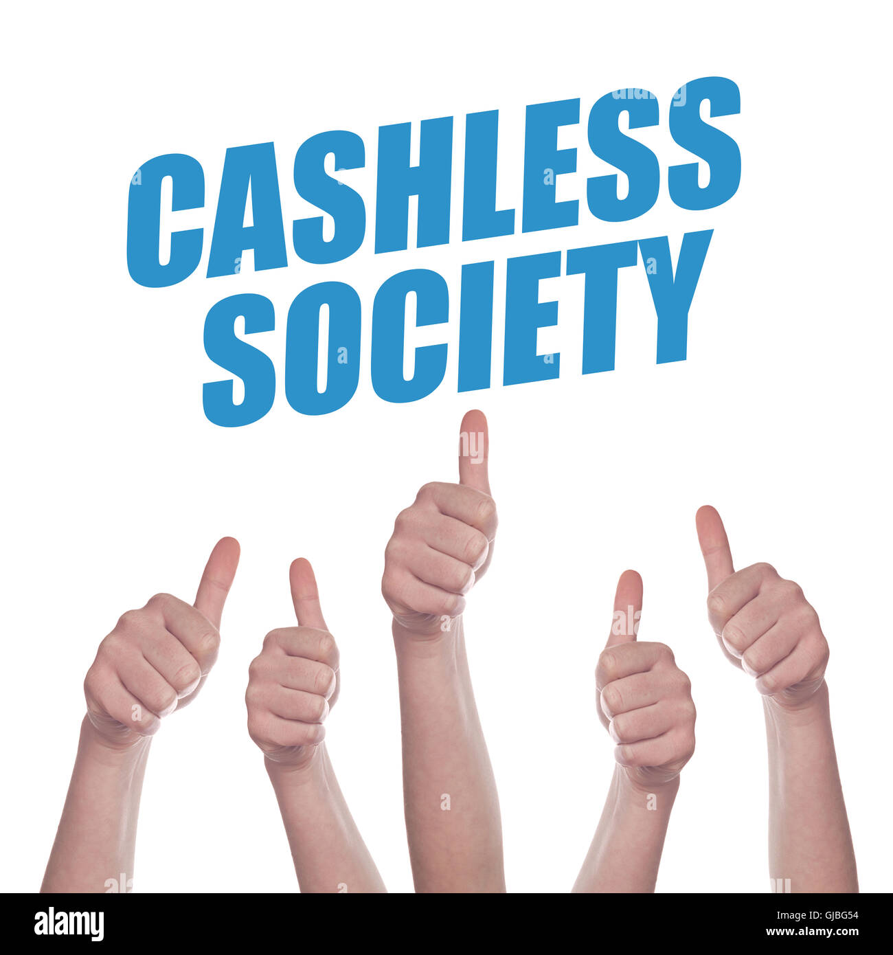 Thumbs up pour le trafic de la société, concept de la promotion des paiements électroniques et mobiles sans cash money banknotes Banque D'Images