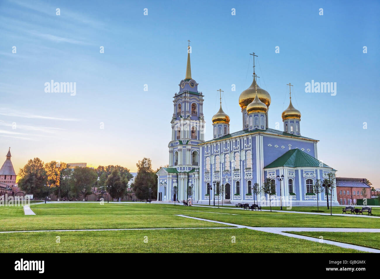 Cathédrale de l'assomption situé à Tula kremlin dans la soirée, la Russie Banque D'Images