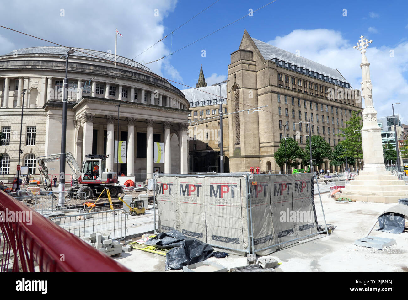 Construction de la deuxième phase 2CC - Passage à niveau de la ville de Manchester Metrolink, St Peters Square, North West England, UK , M2 5PD Banque D'Images