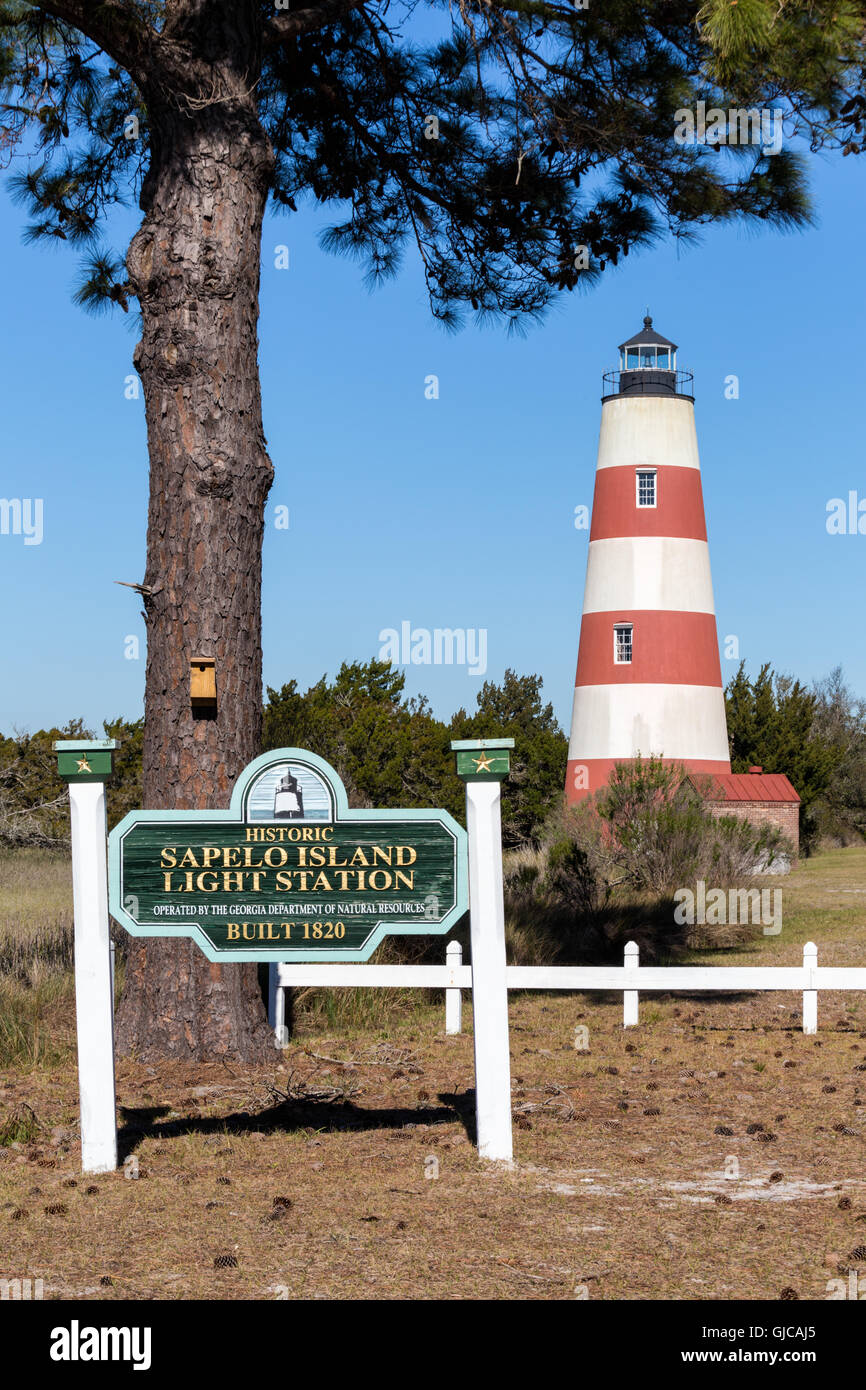 Sapelo Island Lighthouse, Sapelo Island, Géorgie Banque D'Images