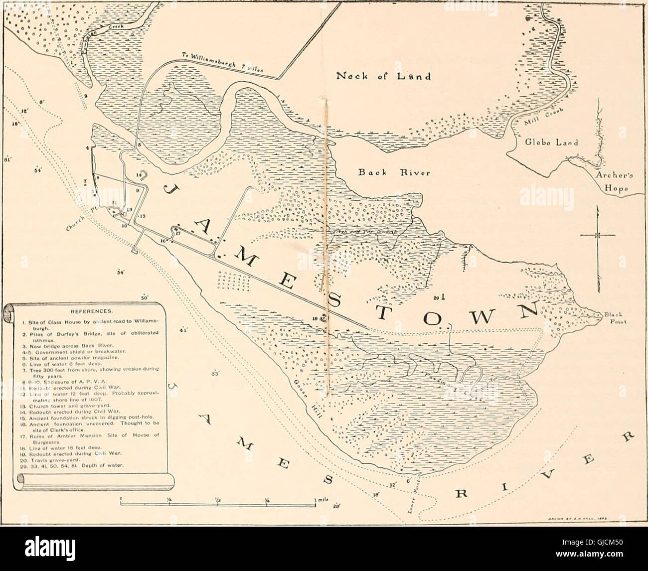 Jamestown Settlement 1607 Banque De Photographies Et D Images Haute Jamestown 1607 1907 Un Croquis De L Histoire Et L Etat Actuel Du Site De La Premiere Colonie Anglaise Permanente En Amerique 1902 Gjcm50 