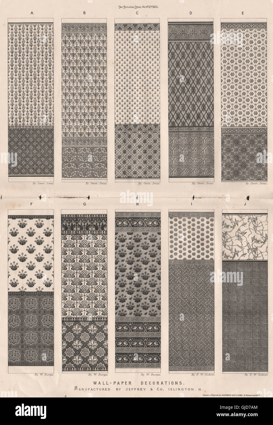 Décorations de papier peint, fabriqué par Jeffrey & Co, Islington. N, 1872 imprimer Banque D'Images