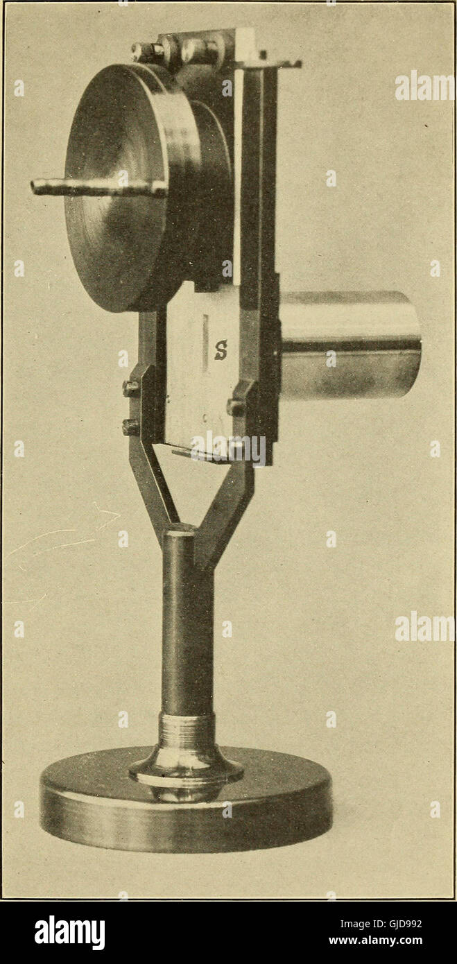Schéma de l'étude de 1916 sur les essais de sensibilité et de blindage magnétique d'un galvanomètre Thomson destiné aux mesures radiométriques. Banque D'Images