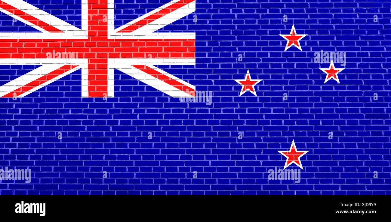 Drapeau de la Nouvelle-Zélande sur le mur texture background. La nouvelle zelande drapeau national. Banque D'Images