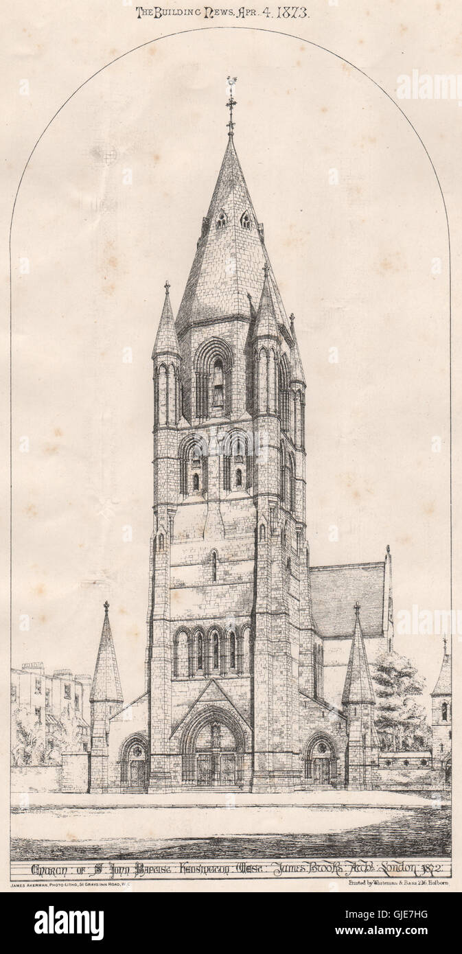 Église de Jean Baptiste, Kensington ouest ; James Brooks Archt Londres 1872, 1873 Banque D'Images