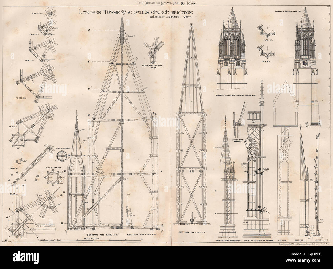 Tour lanterne, St Paul's Church, Brighton ; R. Herbert Carpenter Architecte, 1874 Banque D'Images