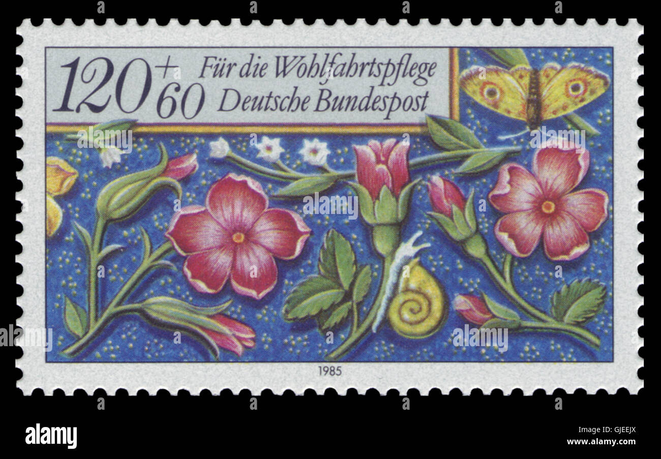 Le timbre DBP 1262 à 1985 célèbre le travail des organisations sociales en Allemagne. Il met en lumière le rôle des institutions de services sociaux dans le soutien aux personnes dans le besoin. Banque D'Images