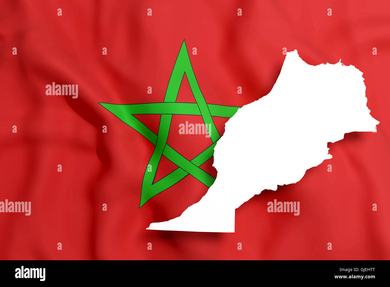 Le rendu 3D de Maroc carte et drapeau. Banque D'Images