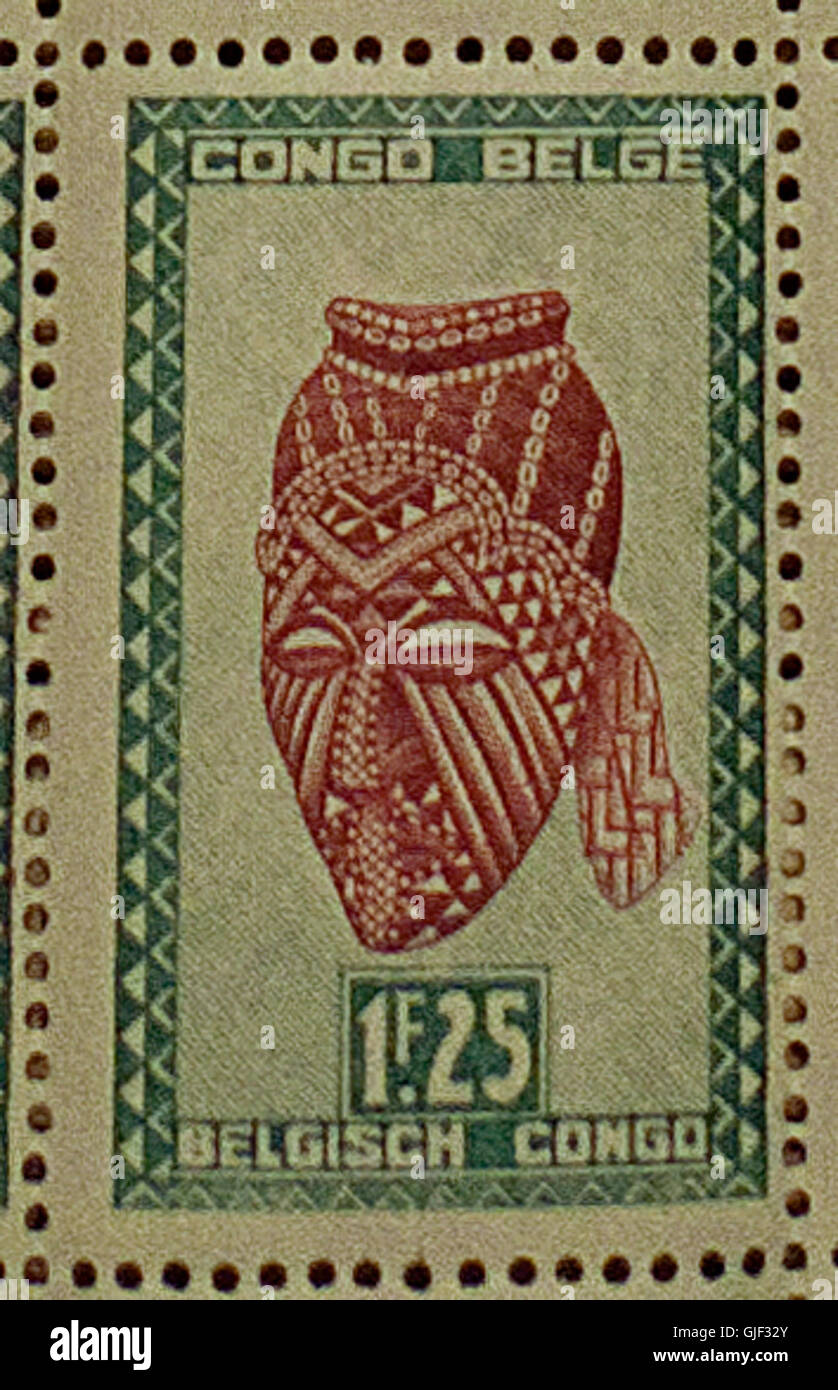 Le timbre à 25 francs du Congo belge a été émis pendant la période coloniale pour faciliter les services postaux. Il présente des éléments de design typiques des timbres du Congo belge. Banque D'Images