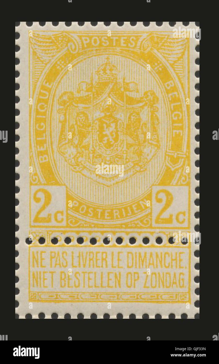 Le timbre Armoiries 54 représente un motif héraldique mettant en valeur des armoiries, couramment utilisées dans les émissions postales européennes à la fin du 19ème et au début du 20ème siècles. Il représente la tradition des symboles héraldiques dans les timbres européens. Banque D'Images