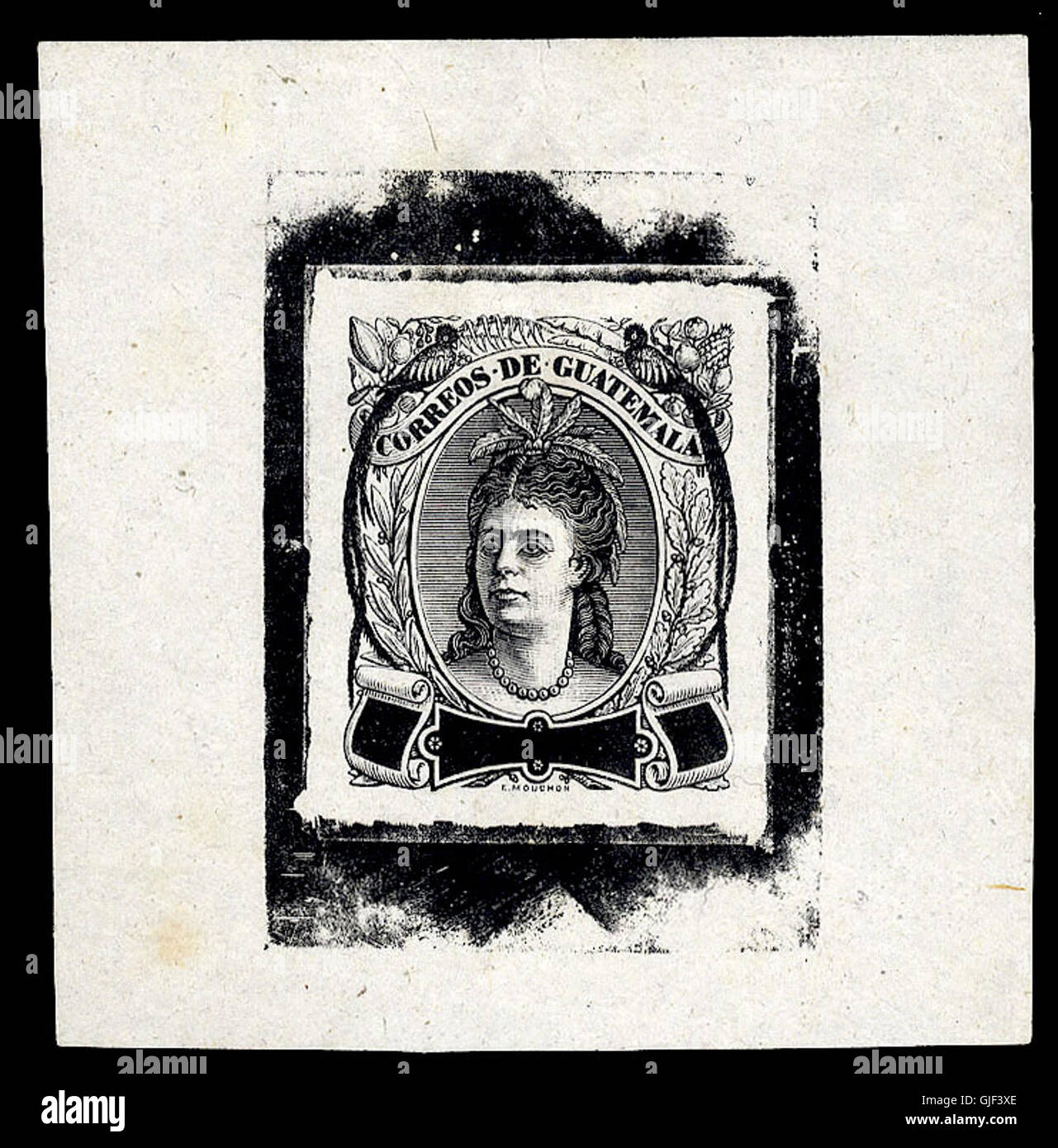 Le tampon résistant à la matrice Mouchon 1878 Master est un exemple des premières techniques françaises de production de timbres. Il a été créé comme un test d'impression pour la conception finale du timbre et est très apprécié par les collectionneurs pour sa rareté et son importance historique. Banque D'Images