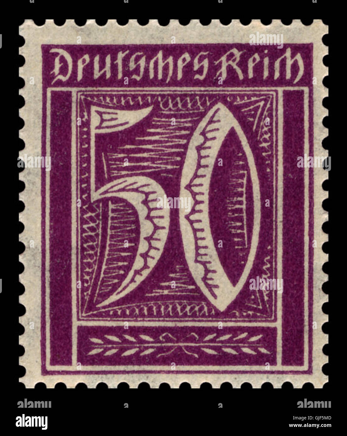 Le timbre DR 1921 183 Ziffern im Rechteck comporte des chiffres dans un cadre rectangulaire, symbolisant le système postal allemand au début des années 1920 C'est une partie importante de l'histoire philatélique allemande. Banque D'Images