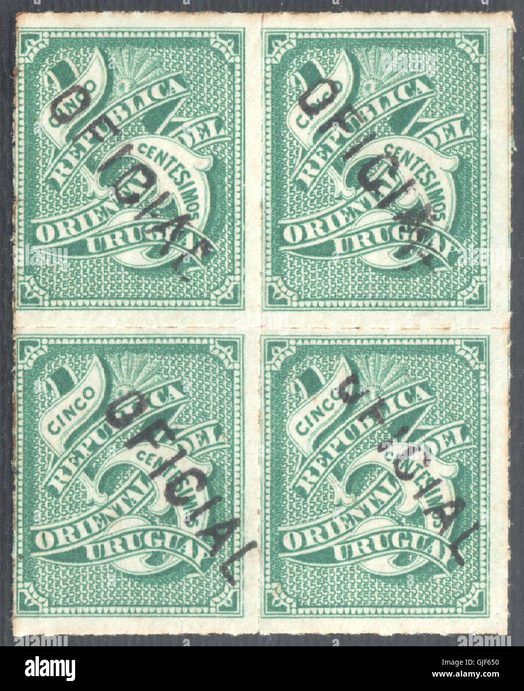 Le timbre Uruguay SCO2 B4 1880-82 fait partie d'une première série utilisée pour l'affranchissement lors du développement de son système postal en Uruguay. C'est un objet de collection important pour les historiens de la poste. Banque D'Images