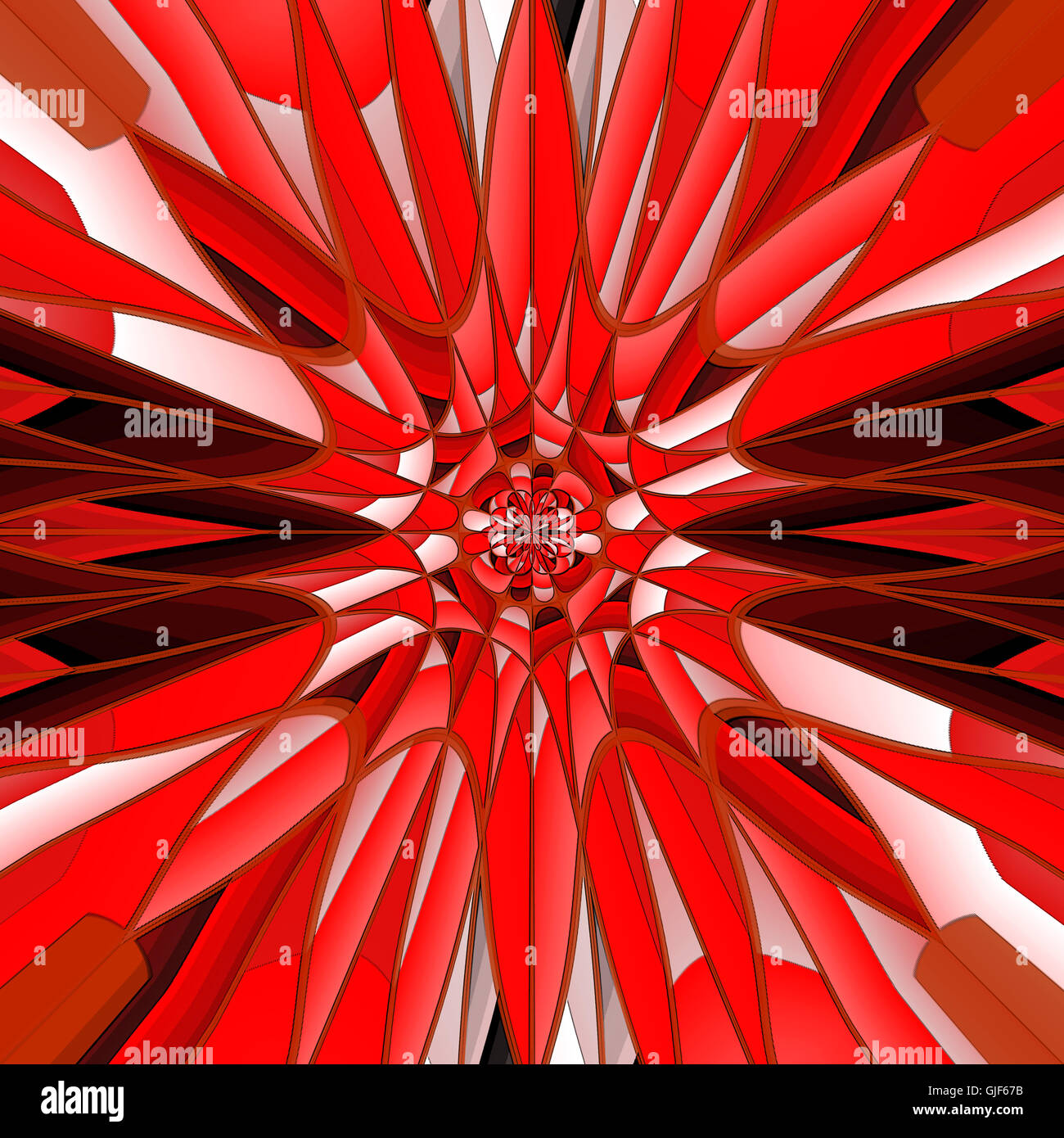 Abstract digital art dans des tons rouges, ressemblant à une pierre minérale avec des bords nets et facettes. Banque D'Images