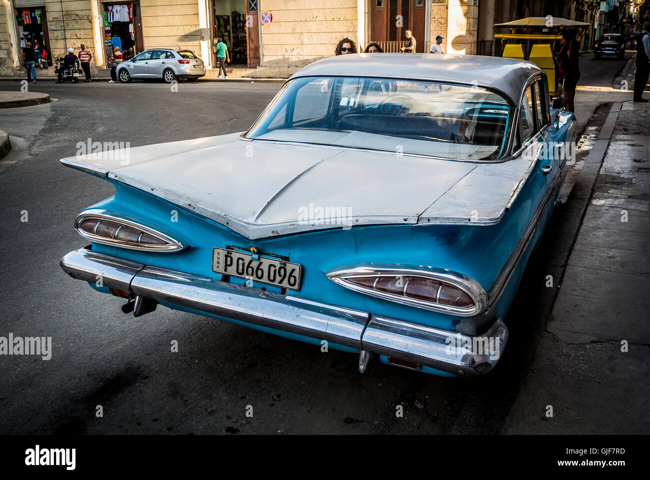 La Havane Cuba voiture Bleu classique Banque D'Images