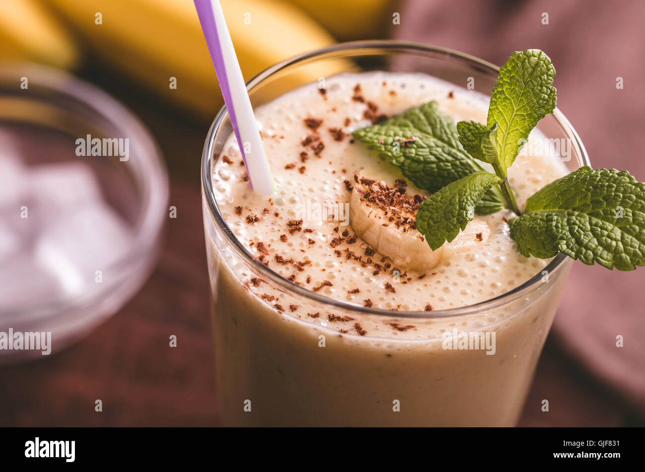 Smoothie banane libre Banque D'Images