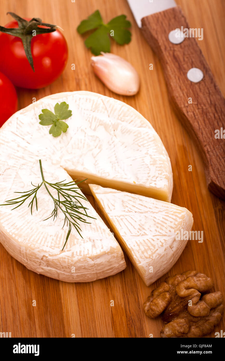 Vue de dessus de fromage Brie Banque D'Images
