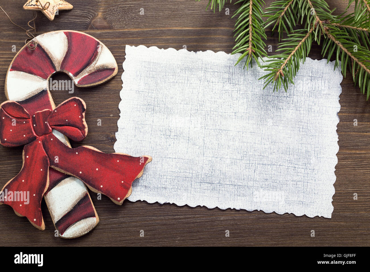 Carte de Noël avec copie Espace et décoration vintage Banque D'Images