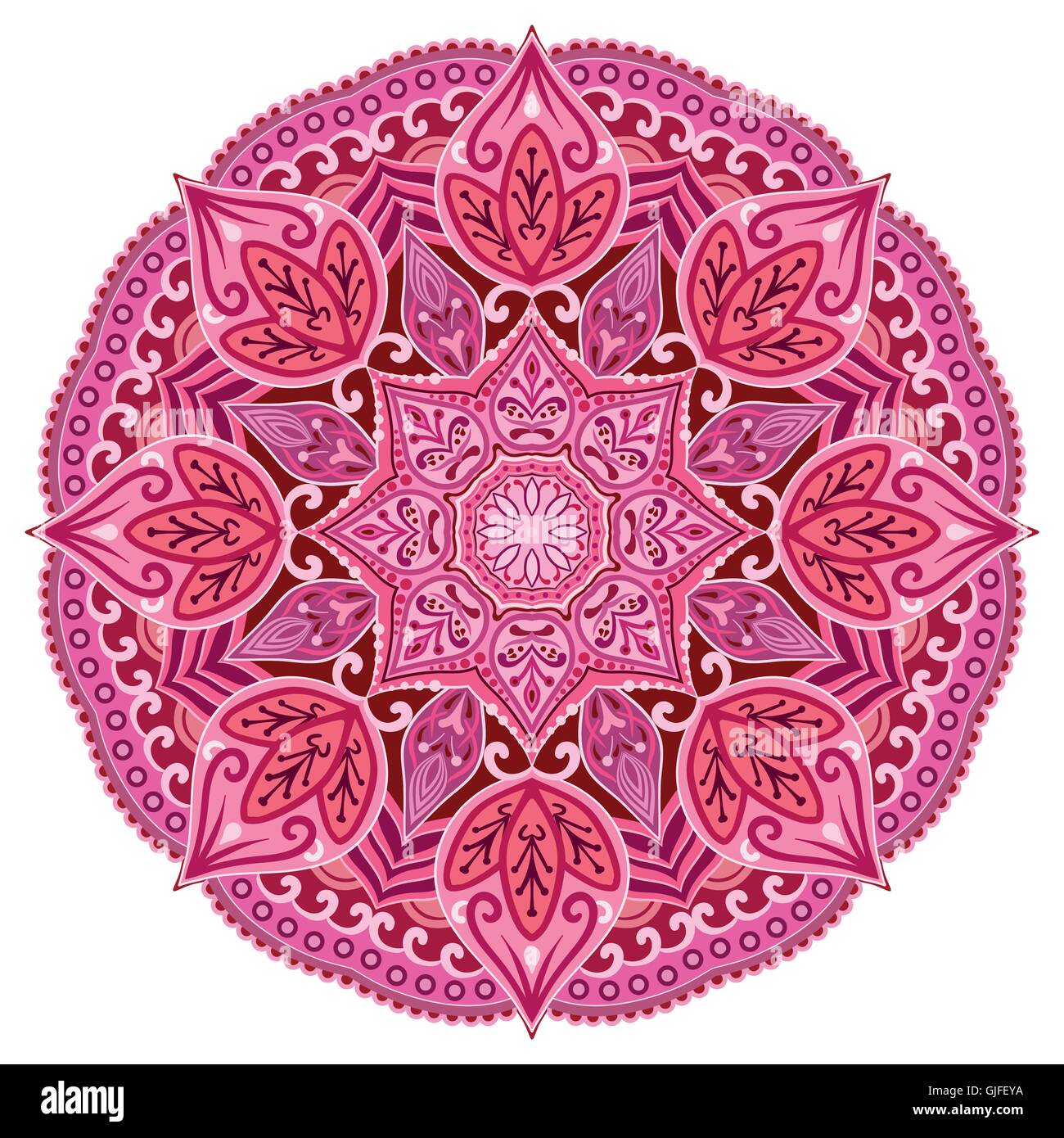 Mandala rouge. Vector background. Carte ou invitation. Mariage de rose. Cercle géométrique de l'élément. Islamique ottoman, indiens, des éléments. Illustration de Vecteur