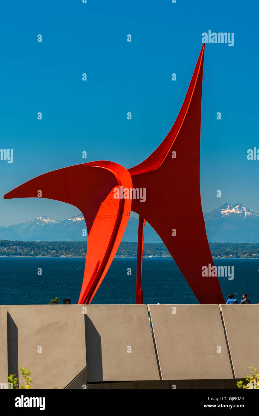 L'aigle dessiné par Alexander Calder au jardin de sculptures olympiques, Seattle, Washington, USA Banque D'Images