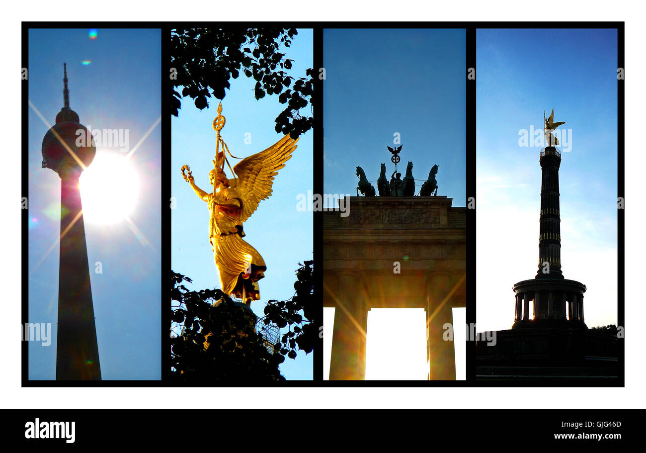 Carte postale de Berlin (attractions) Banque D'Images