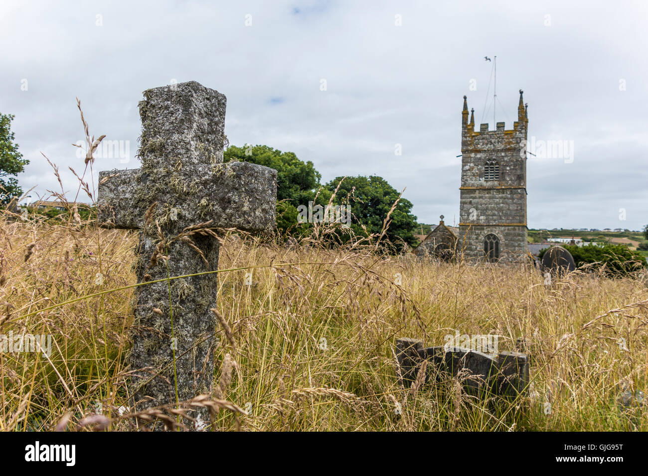 St Piran & St Michaels Church, Perranuthnoe, Cornwall, UK. Banque D'Images