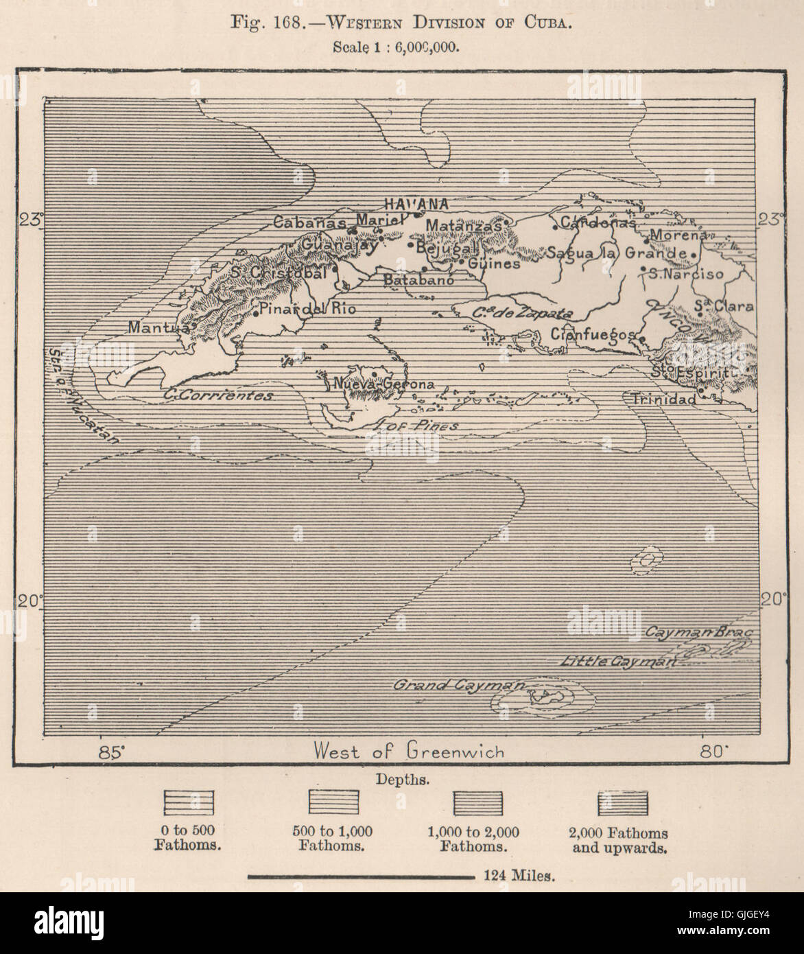 Division de l'ouest de Cuba, 1885 carte antique Banque D'Images