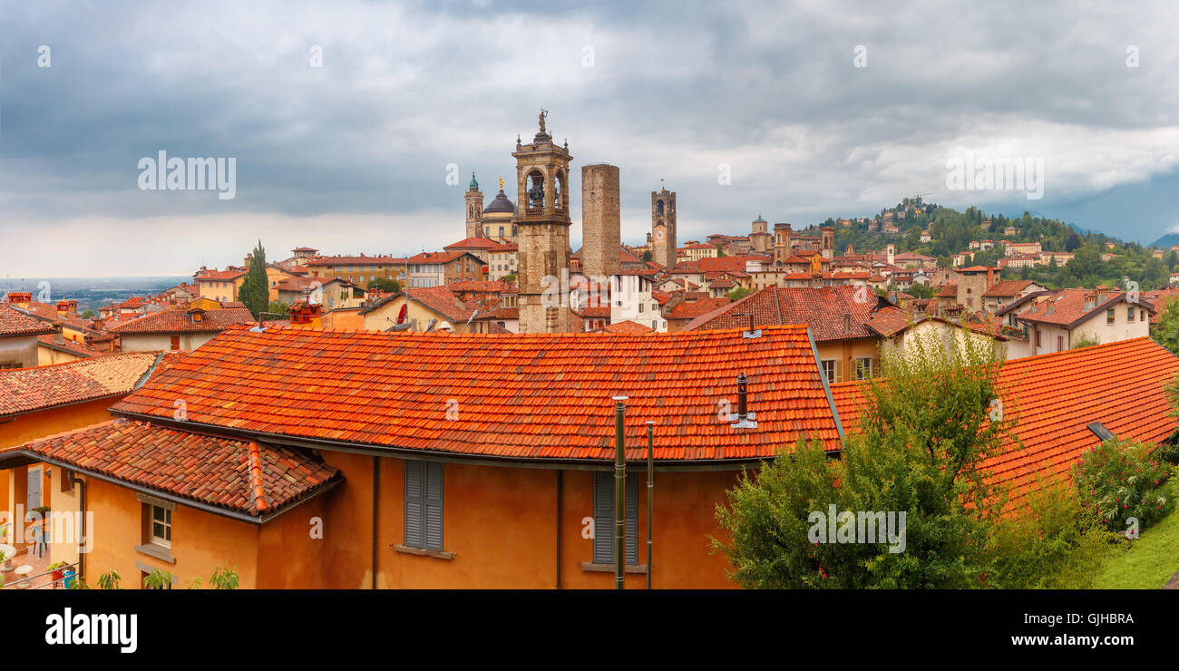 La haute ville Citta alta, Bergame, Lombardie, Italie Banque D'Images