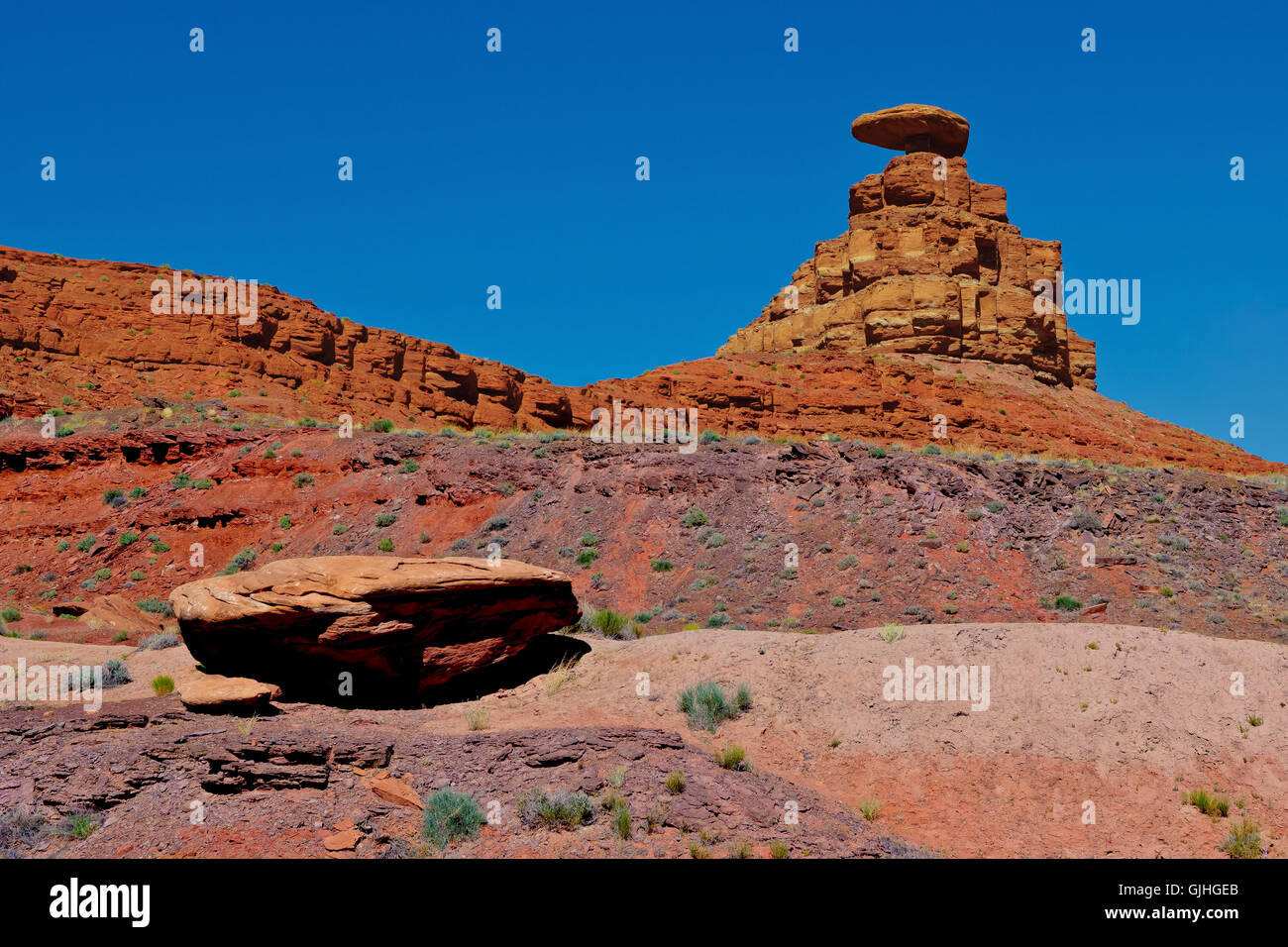 Mexican Hat rock formation, Utah, États-Unis Banque D'Images