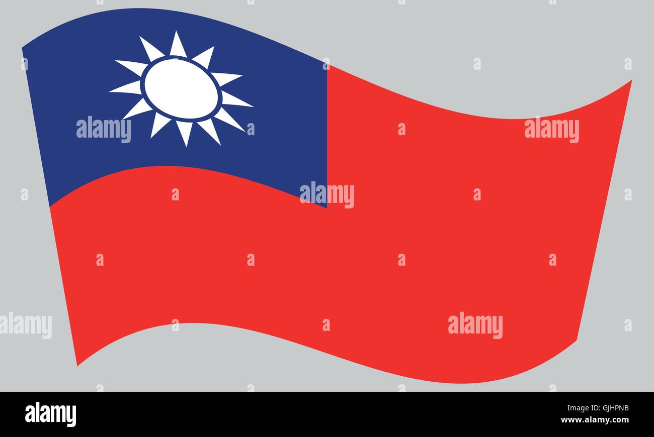 Drapeau de la République populaire de Chine, Taïwan, agitant sur fond blanc. Le drapeau national de Taïwan. Illustration de Vecteur