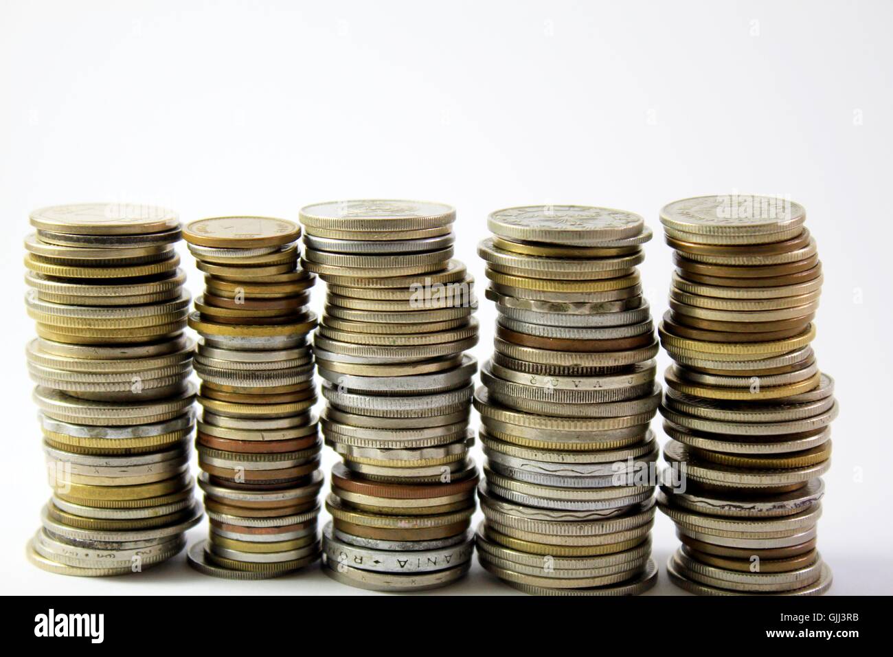 Tas de pièces de monnaie Banque D'Images