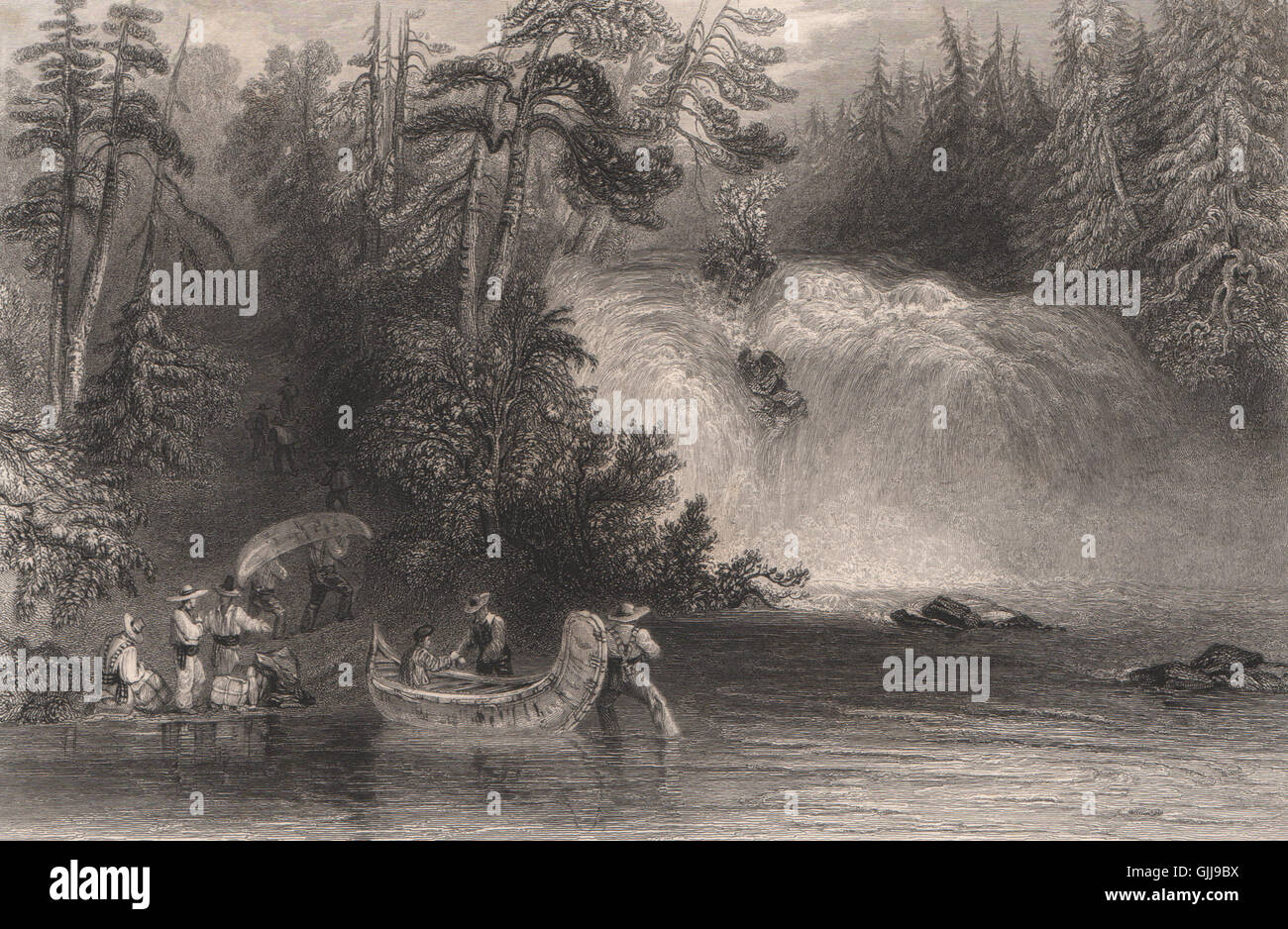Le CANADA. Portage des chats. La rivière des Outaouais, près de Fitzroy Harbour. BARTLETT, 1842 Banque D'Images