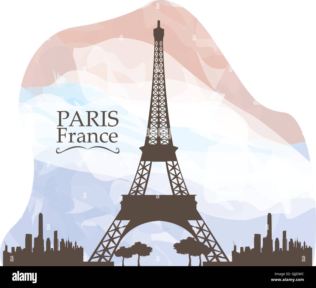Toits de Paris isolé sur un fond coloré Illustration de Vecteur